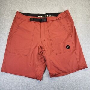 Howler Bros‎ Mens 38 Tamarin Tech Shorts Utility Belted Hiking Ripstop Burnt Red